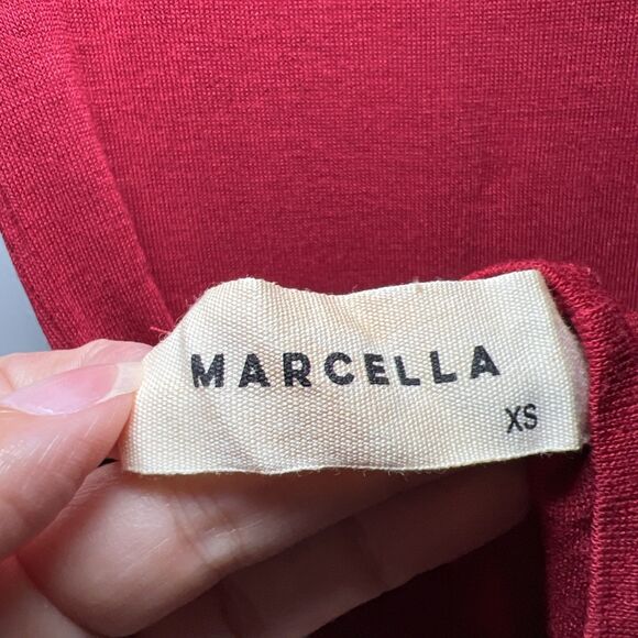 Marcella Gabi Cutout Top Blouse Size XS Red Semi Sheer Stretch - Picture 8 of 10